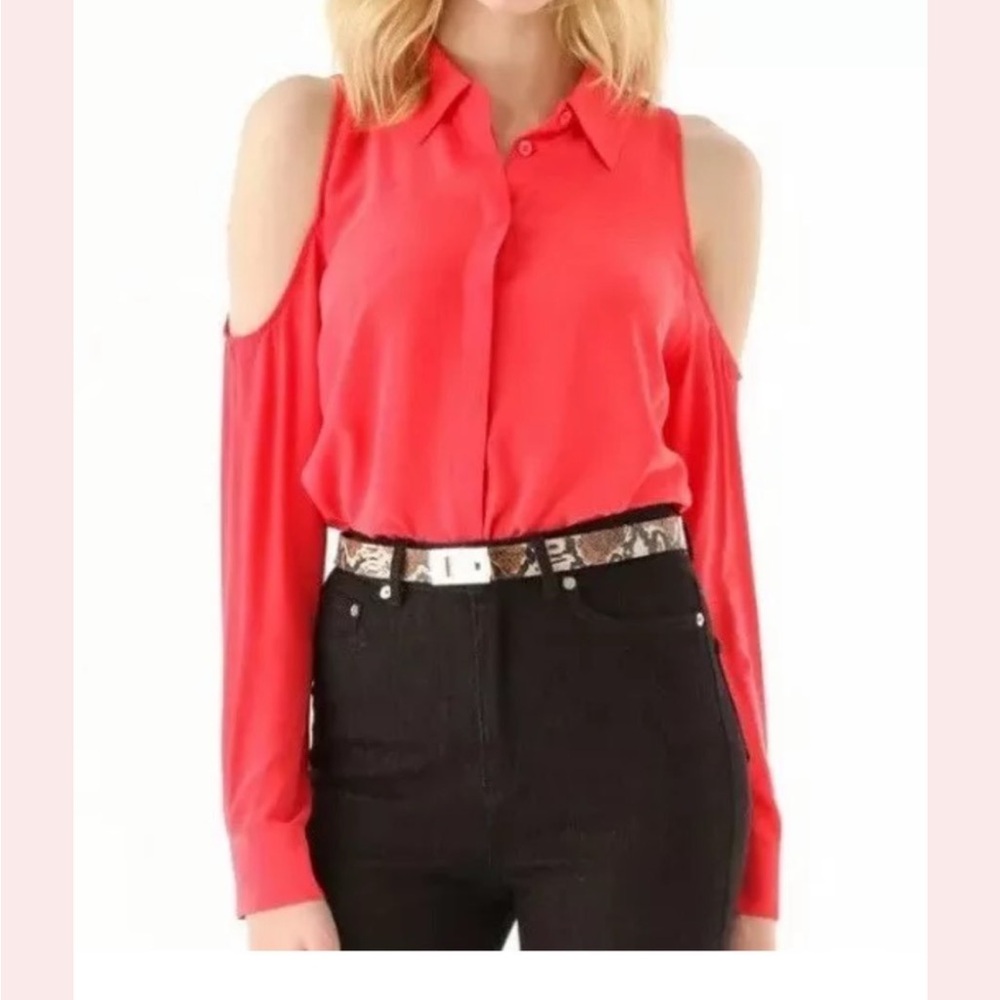 Equipment Femme Nixie Collared Cold Shoulder Button Down Shirt Top  S NWT